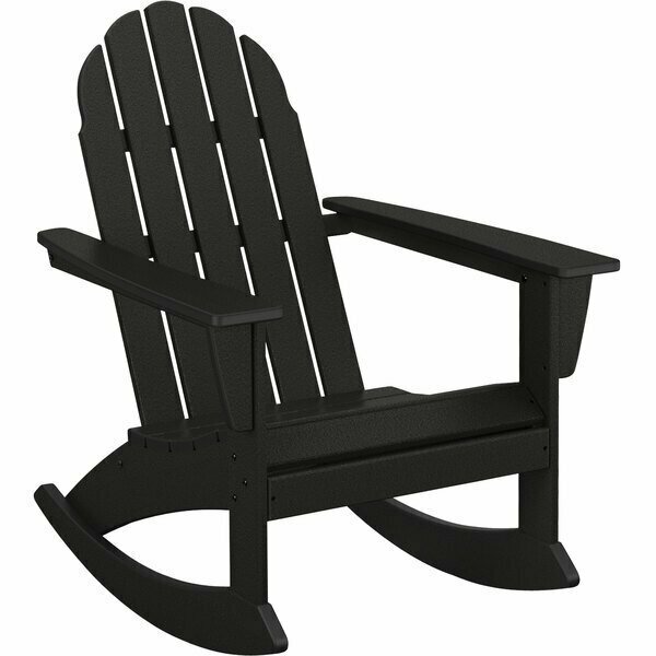 Polywood ADR400BL Vineyard Black Adirondack Rocking Chair 633ADR400BL